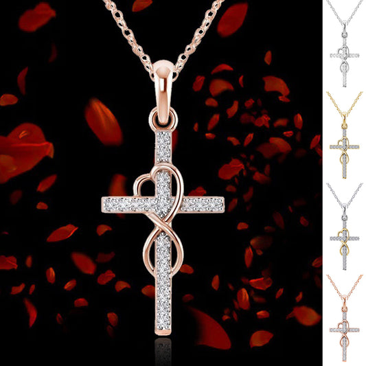 Alloy Cross Pendant Necklace – Electroplated Unisex Chain Accessory