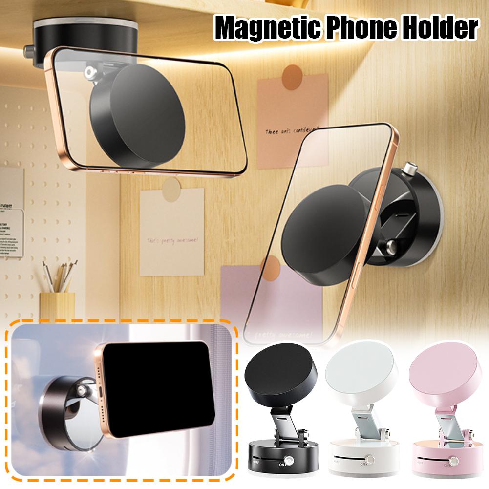 Foldable Magnetic Vacuum Car Phone Holder – 360° Rotating Suction Cup Mount for Hands-Free Navigation & Dashboard Use