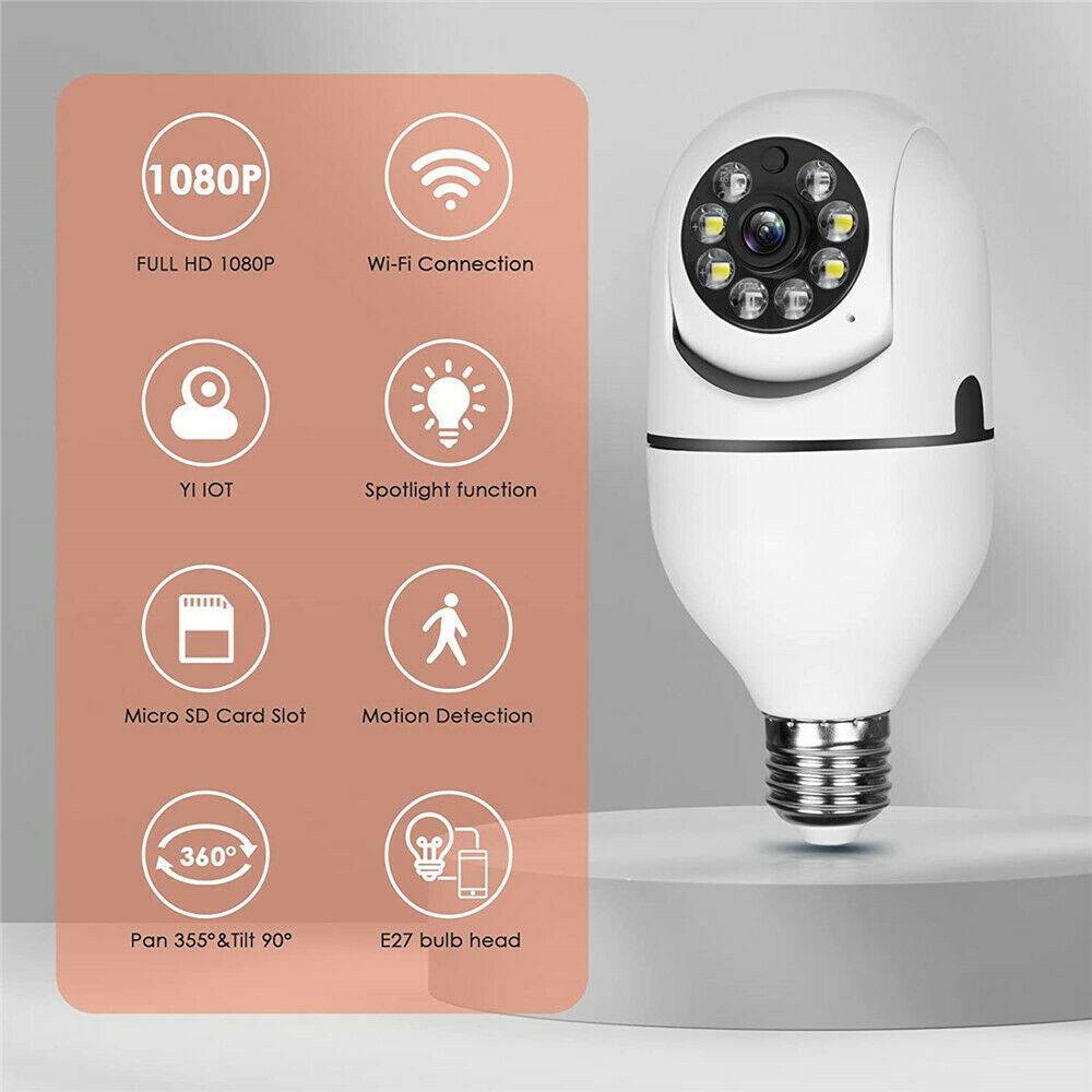 1080P Smart E27 Wi-Fi Light Bulb Camera — HD Home Security & Night Surveillance