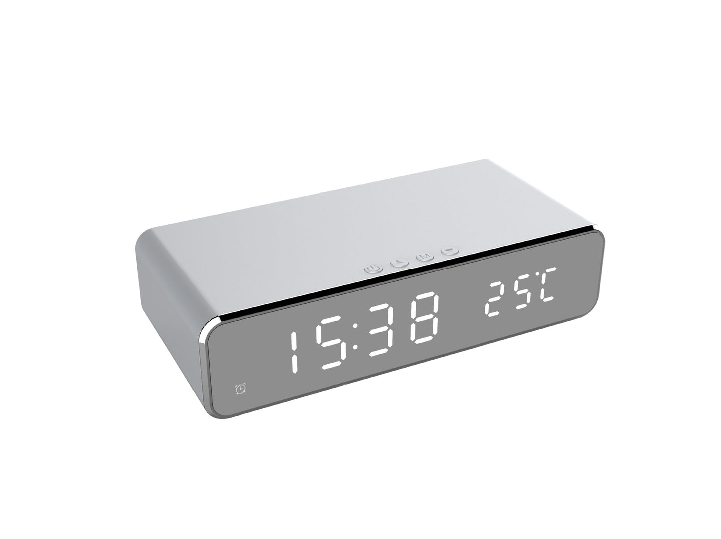 LED Mirror Alarm Clock with Wireless Charger & Temperature Display – Modern Digital Desk Clock with Snooze & HD Display