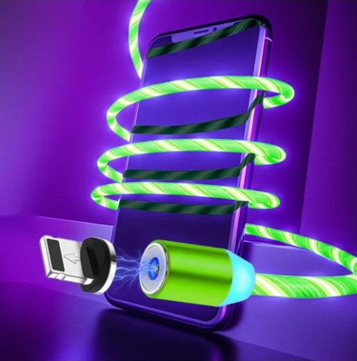 Magnetic LED Flowing Light Charging Cable – Fast Charge Streamer Cable for iPhone, Android & Type-C Devices