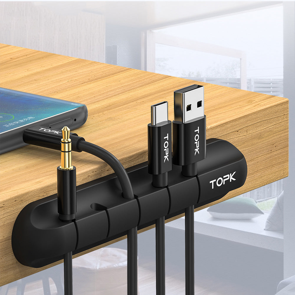 Silicone USB Cable Organizer Clips – Desktop Cable Winder & Cord Management Holder for Headphones, Chargers & Office Setup