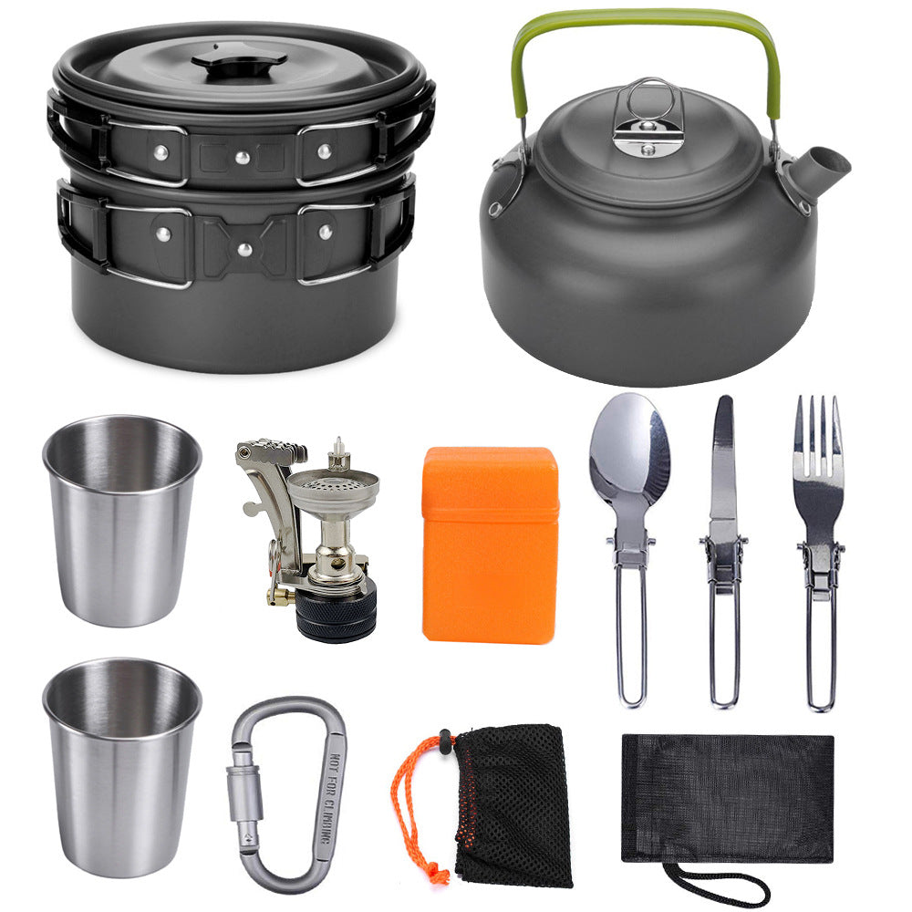 Camping Cookware Kit – Anodized Aluminum Outdoor Cooking Set