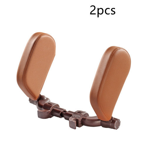 Adjustable Car Headrest Pillow with Side Support – Ergonomic Leather Memory Foam Neck Cushion for Travel & Sleeping Comfort