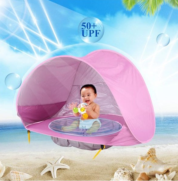 Portable Baby Beach Tent with UV Protection & Mini Splash Pool for Toddlers
