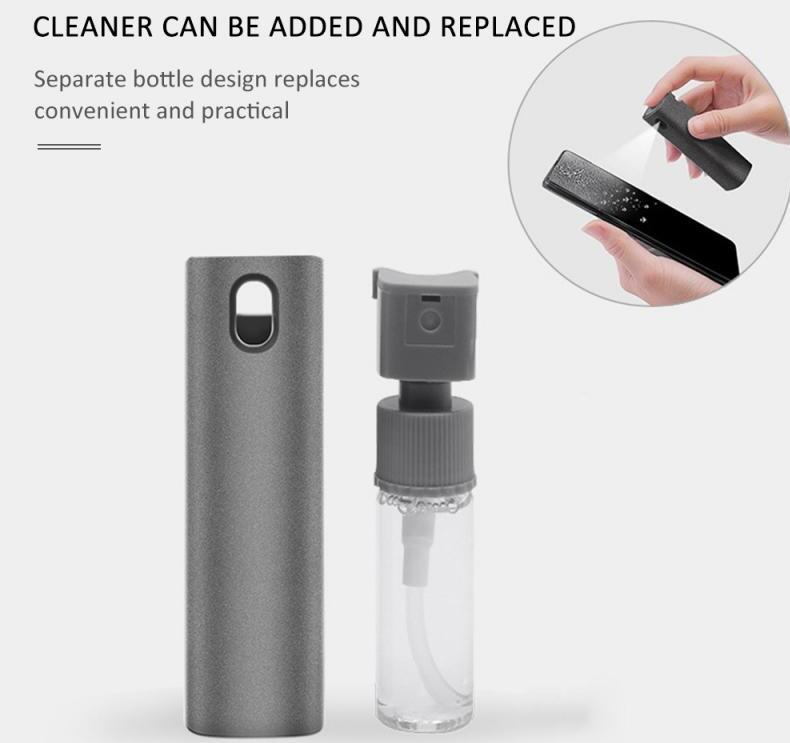 2-in-1 Portable Screen Cleaner Spray with Microfiber Cloth for Phone, Laptop & Tablet – Pocket Size Anti-Fingerprint Cleaning Kit
