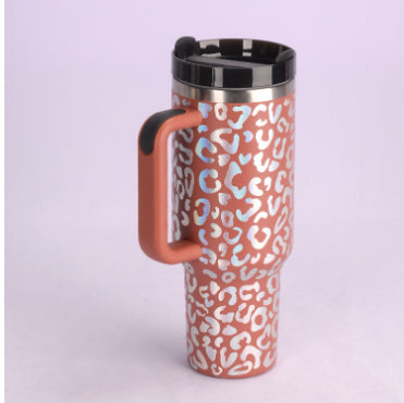 40 oz Insulated Stainless Tumbler With Handle and Straw