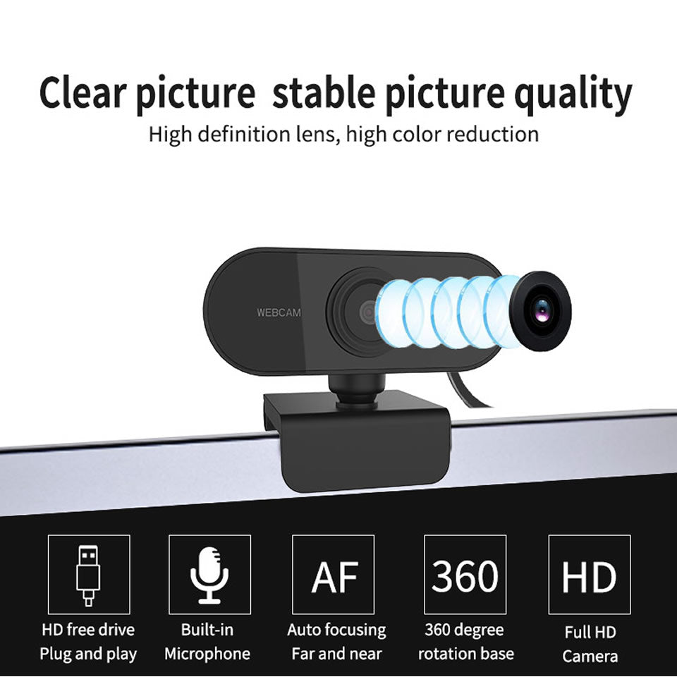 1080P Rotatable USB Webcam with Built-In Microphone