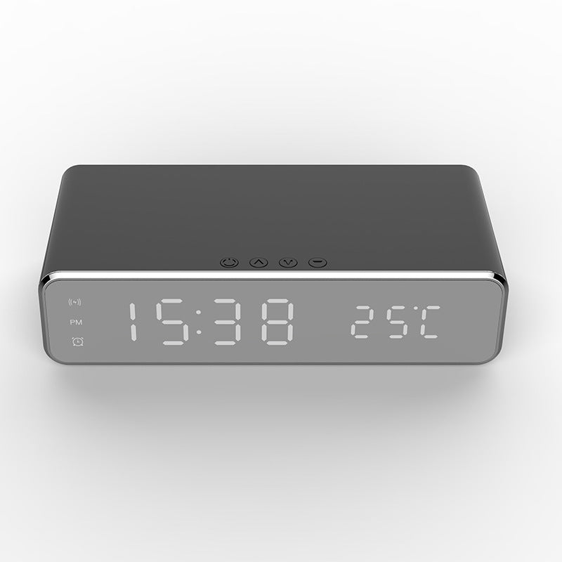 LED Mirror Alarm Clock with Wireless Charger & Temperature Display – Modern Digital Desk Clock with Snooze & HD Display
