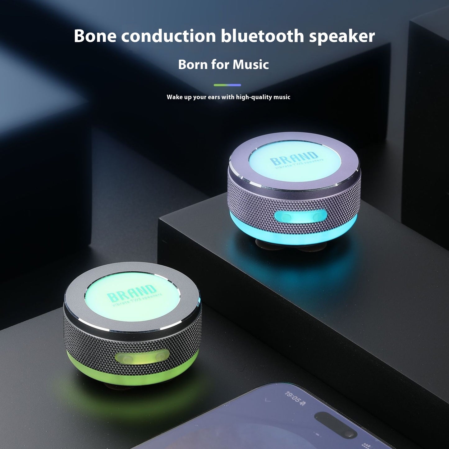 Portable Bluetooth Bone Conduction Speaker – RGB Light Vibration Audio System