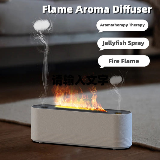 Flame Air Humidifier and LED Aroma Diffuser for Home Decor