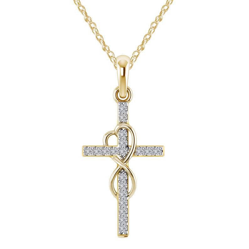 Alloy Cross Pendant Necklace – Electroplated Unisex Chain Accessory