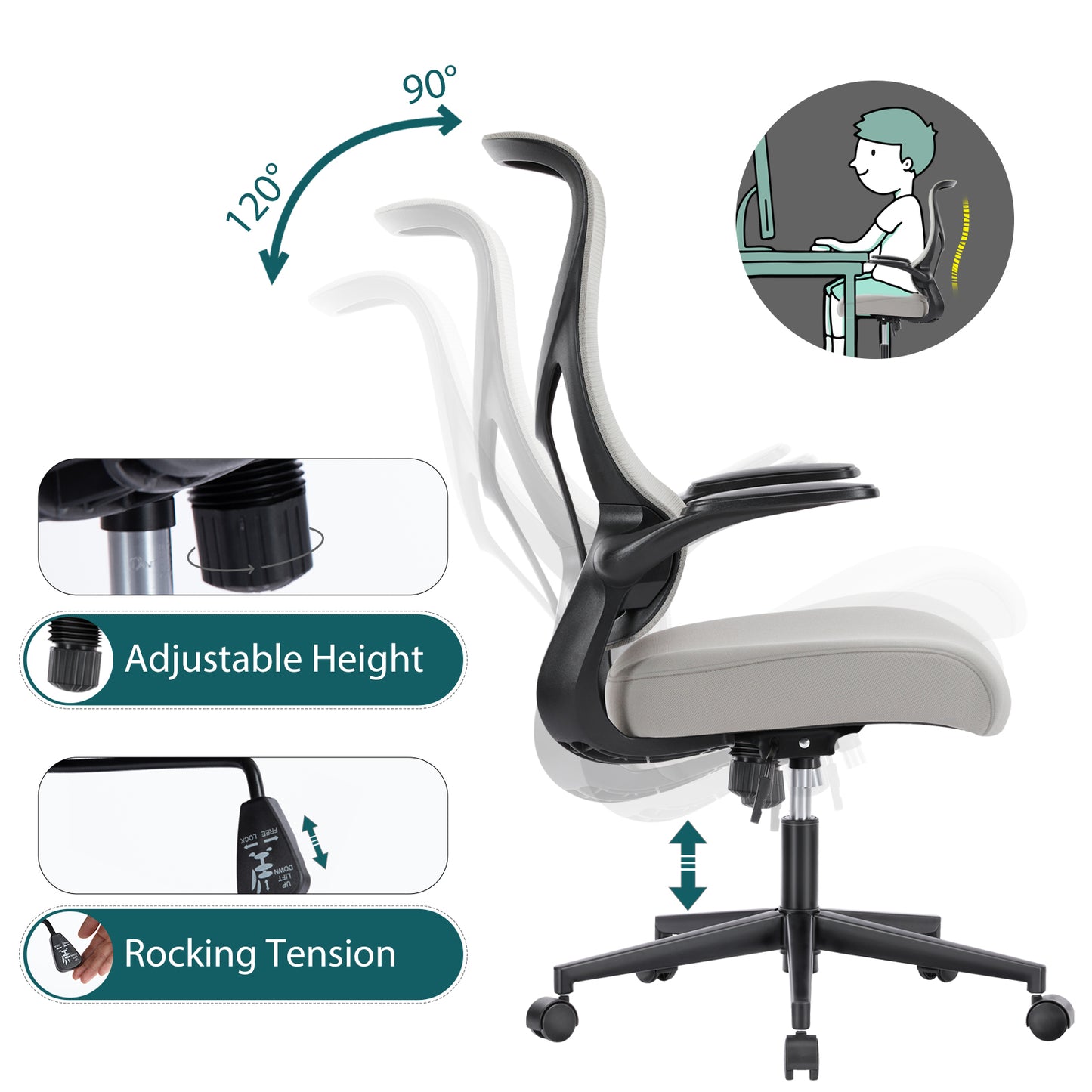Ergonomic Mesh Office Chair with Adjustable Height & Lumbar Support