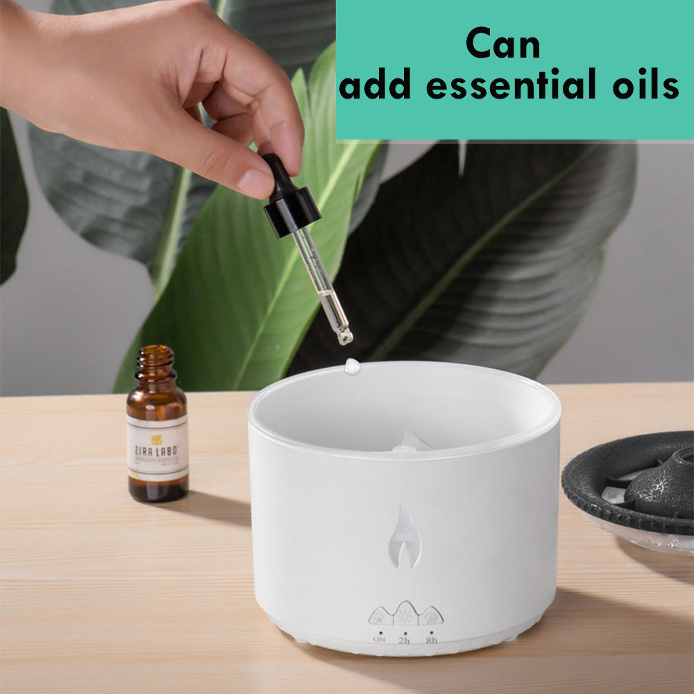 Ultrasonic Volcano Flame Humidifier Diffuser with Jellyfish Mist & LED Night Light – Essential Oil Aromatherapy Air Humidifier for Home Bedroom Decor