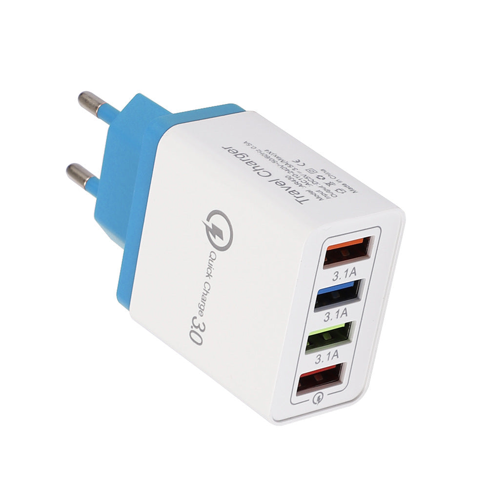 4-Port USB Wall Charger Quick Charge 3.0 – Fast Charging Multi Device Power Adapter for Phone, Tablet & Travel Use