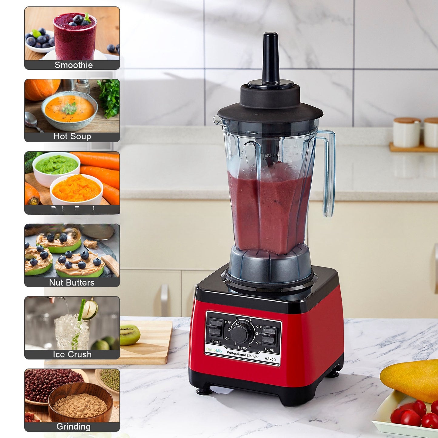 High-Performance Commercial Blender 1500W – Heavy Duty Professional Smoothie & Food Processor with 2L BPA-Free Jar
