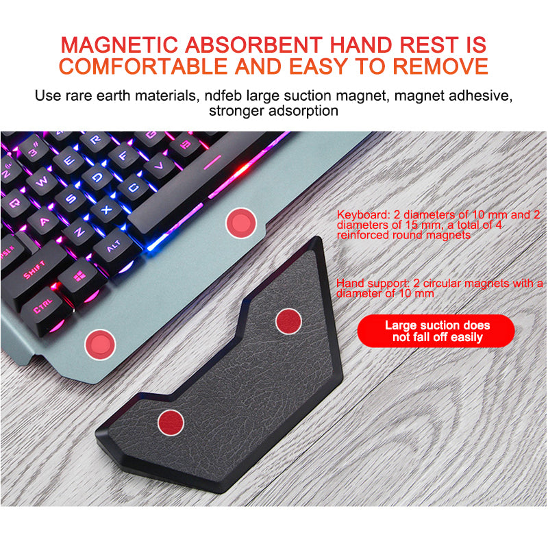 Ergonomic RGB Wired Gaming Keyboard with Built-In Phone & Accessory Holder
