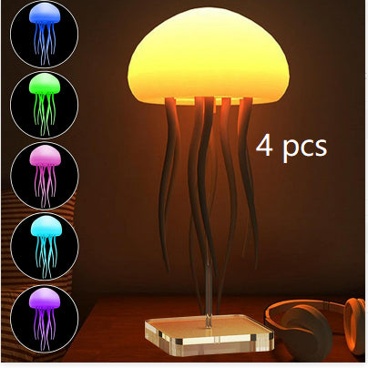 LED Jellyfish Mood Lamp – Color Changing Night Light with Floating Jellyfish, USB Portable Smart Table Lamp for Bedroom, Desk & Relaxation Decor