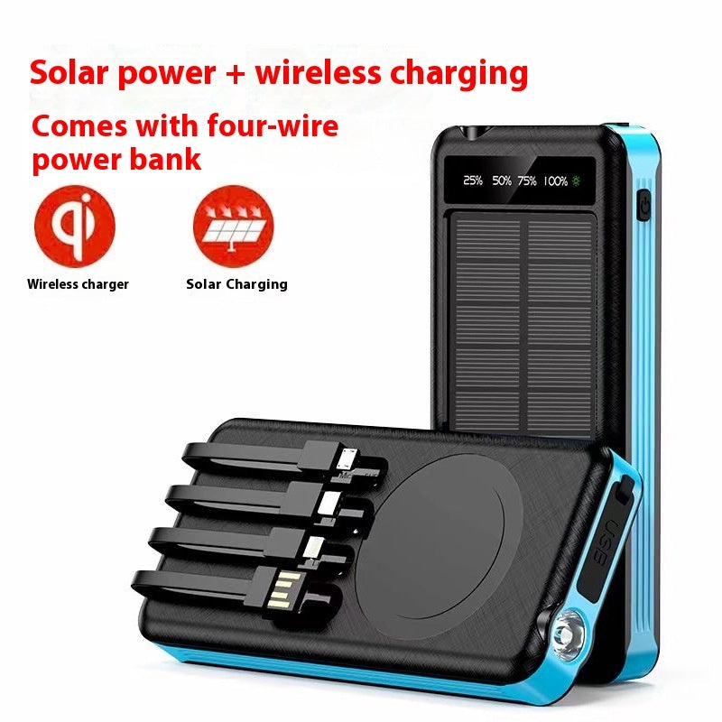 Waterproof Solar Charging Power Bank 10000mAh – Portable LED Lantern & Wireless USB Charger