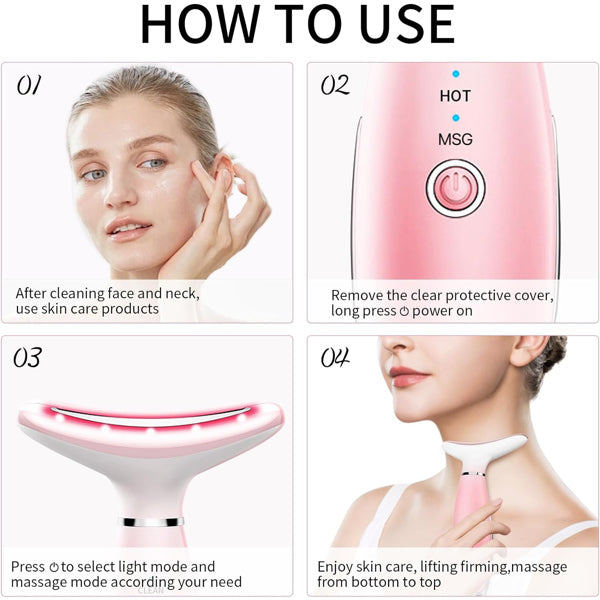 3-Mode Facial & Neck Massager — Warm Therapy Beauty Device