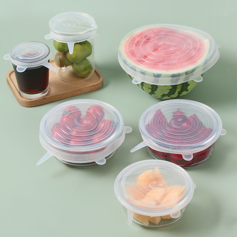 Reusable Silicone Food Covers – 6‑Pack Eco Stretch Lids for Fresh‑Keeping Storage
