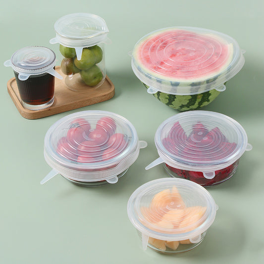 Reusable Silicone Food Covers – 6‑Pack Eco Stretch Lids for Fresh‑Keeping Storage