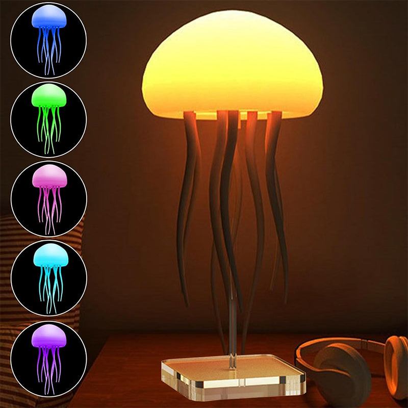LED Jellyfish Mood Lamp – Color Changing Night Light with Floating Jellyfish, USB Portable Smart Table Lamp for Bedroom, Desk & Relaxation Decor