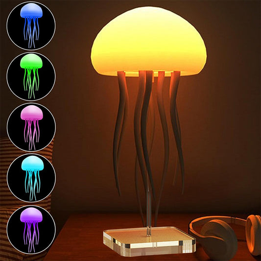 LED Jellyfish Mood Lamp – Color Changing Night Light with Floating Jellyfish, USB Portable Smart Table Lamp for Bedroom, Desk & Relaxation Decor