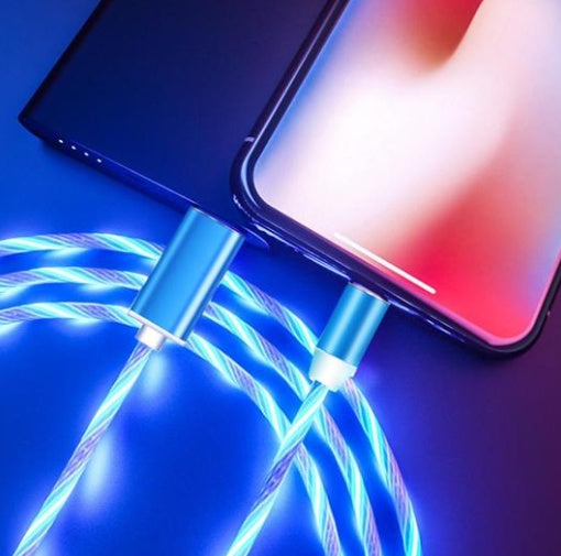 Magnetic LED Flowing Light Charging Cable – Fast Charge Streamer Cable for iPhone, Android & Type-C Devices