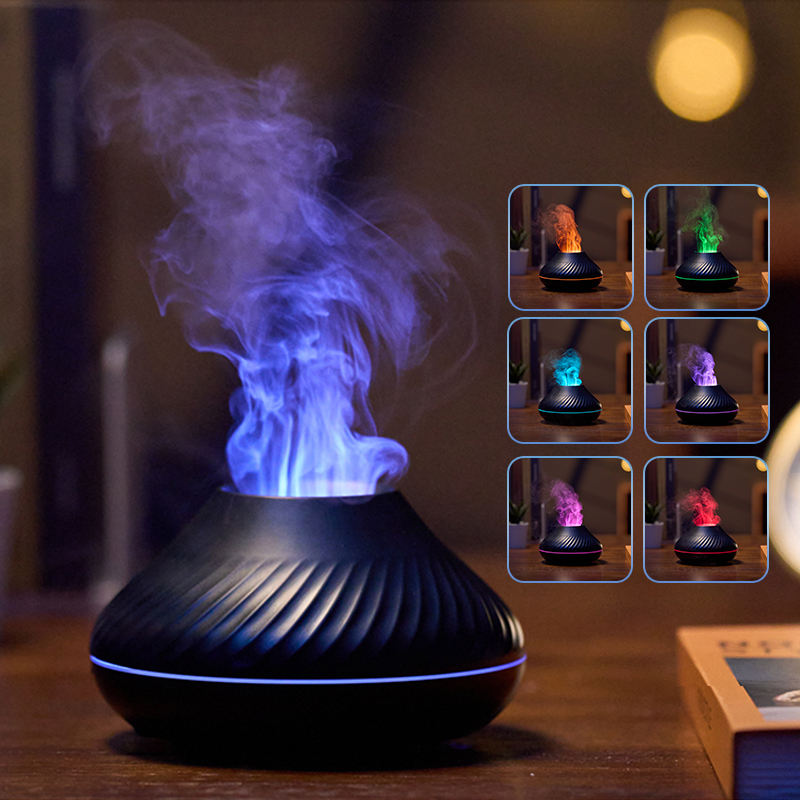 RGB Flame Humidifier – 3D Fire Effect Aroma Diffuser LED Gaming Room Decor with Mist & Ambient Lighting