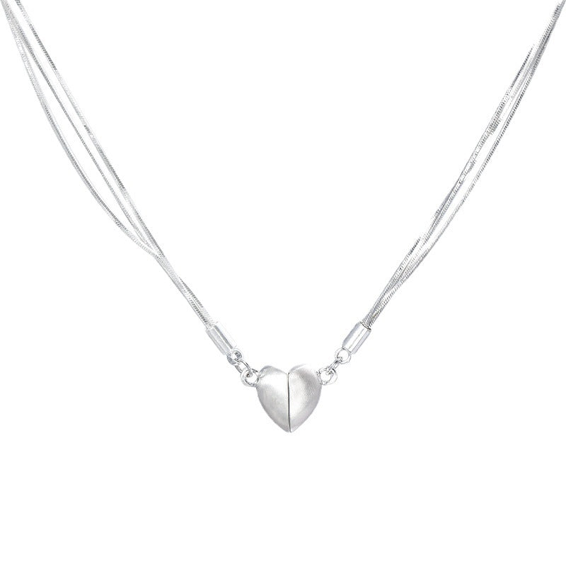 Magnetic Heart Pendant Necklace – Alloy Chain Love Necklace