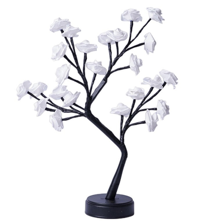LED Rose Flower Tree Lamp – USB Fairy Light Bonsai Night Light with Adjustable Branches, Romantic Table Lamp for Bedroom, Wedding & Home Decor