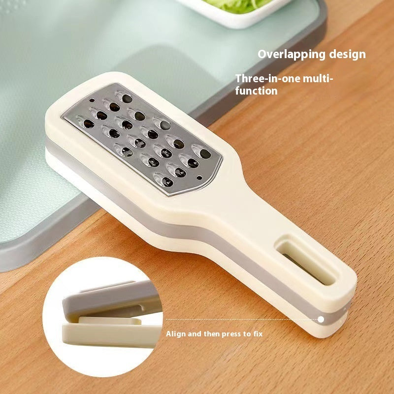 3-In-1 Handheld Grater – Stainless Steel Vegetable & Cheese Shredder