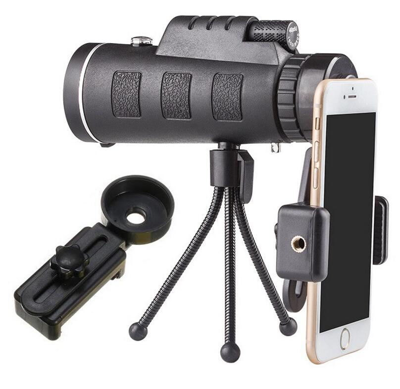 HD Monocular Telescope with Phone Clip & Tripod – High Power Zoom Scope for Smartphone Photography, Camping & Wildlife Viewing