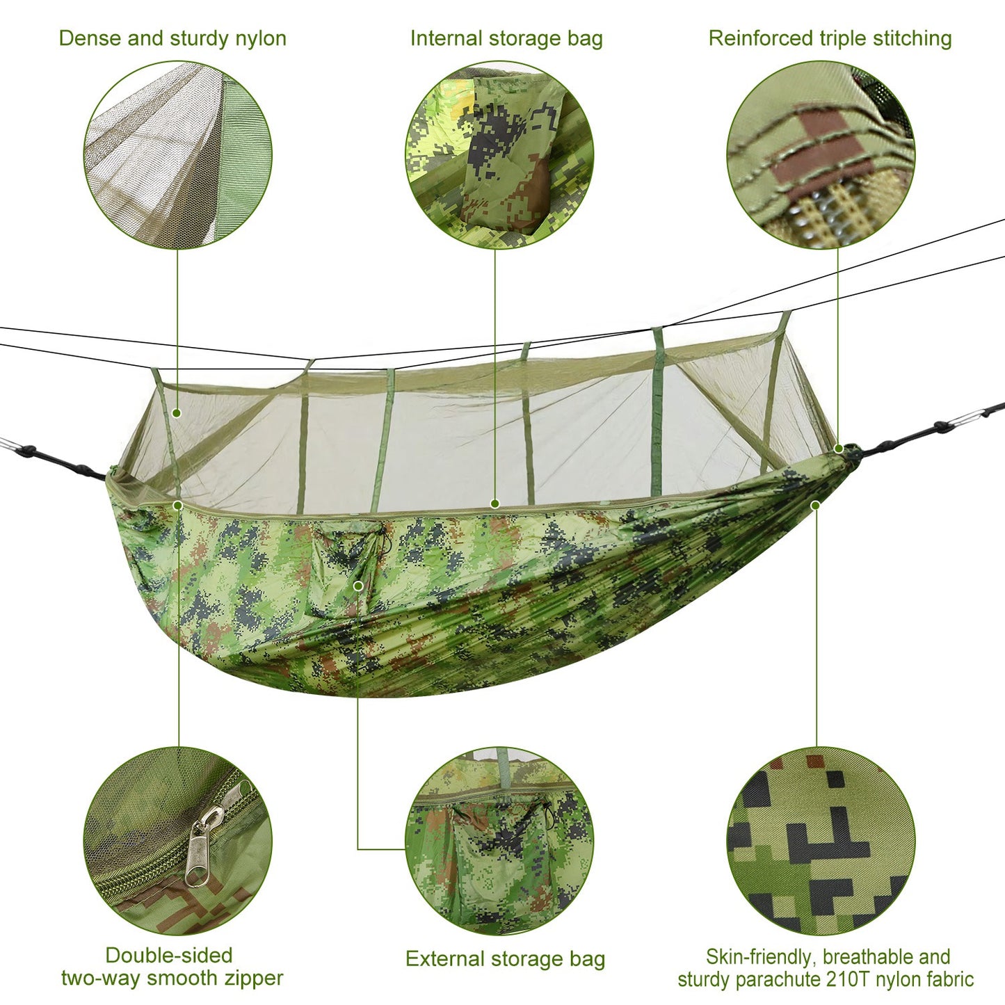 Portable Camping Hammock with Mosquito Net – 210T Parachute Nylon Outdoor Gear