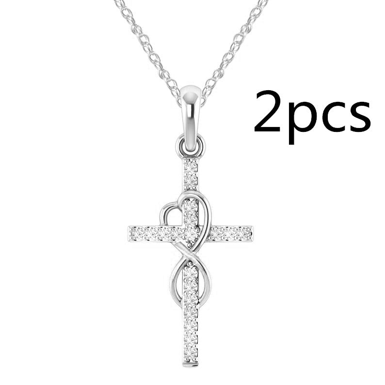 Alloy Cross Pendant Necklace – Electroplated Unisex Chain Accessory