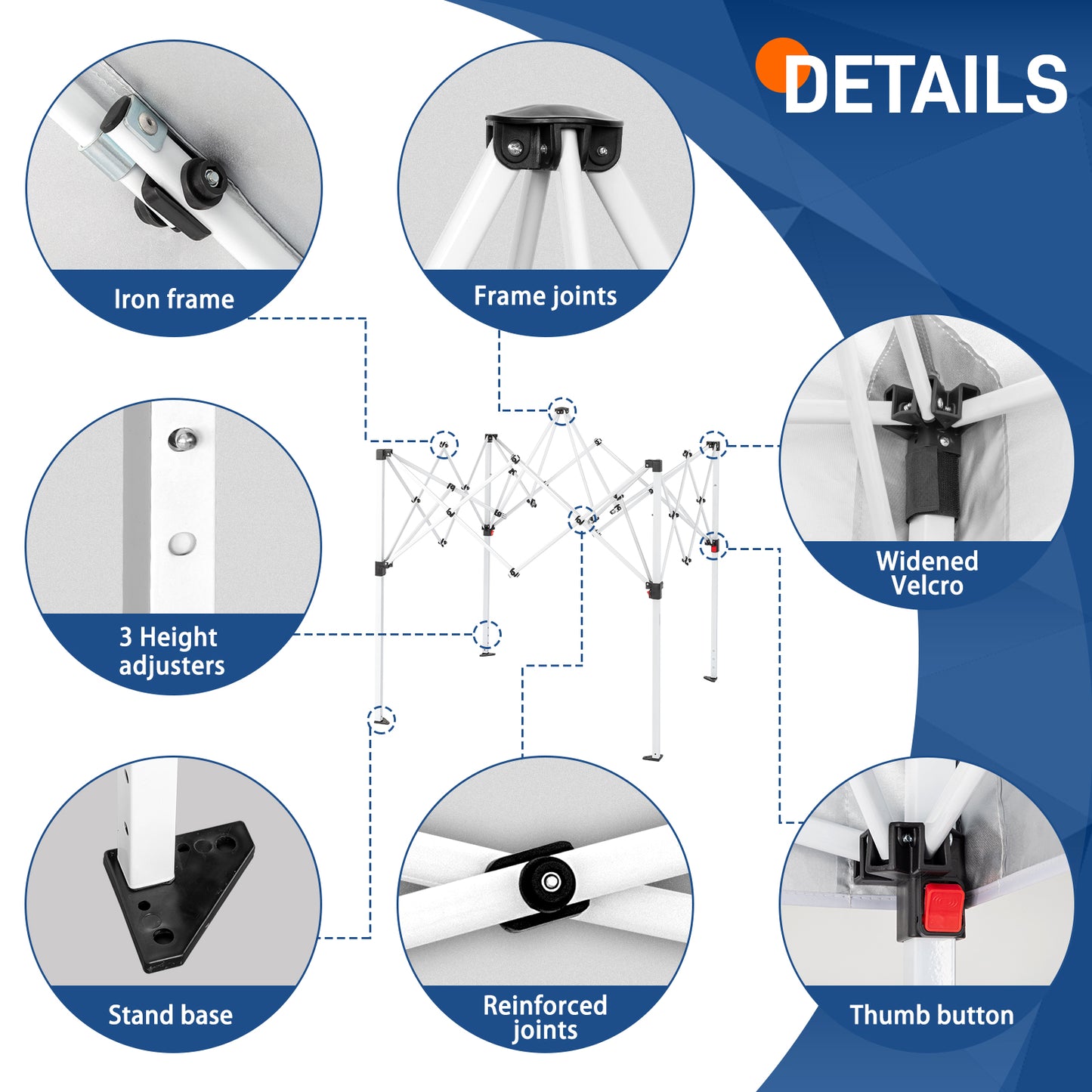 5X5 Feet Foldable Outdoor Awning Canopy – 420D Oxford Fabric & Steel Frame Shade Shelter