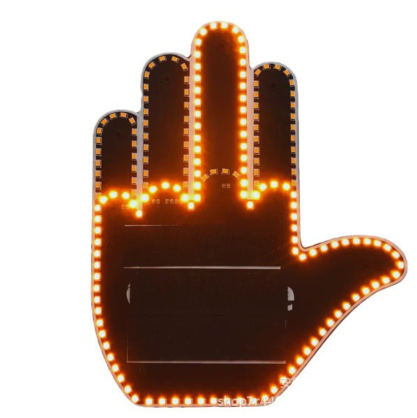 LED Middle Finger Car Gesture Light with Remote – Funny Illuminated Hand Signal for Rear Window & Car Decor