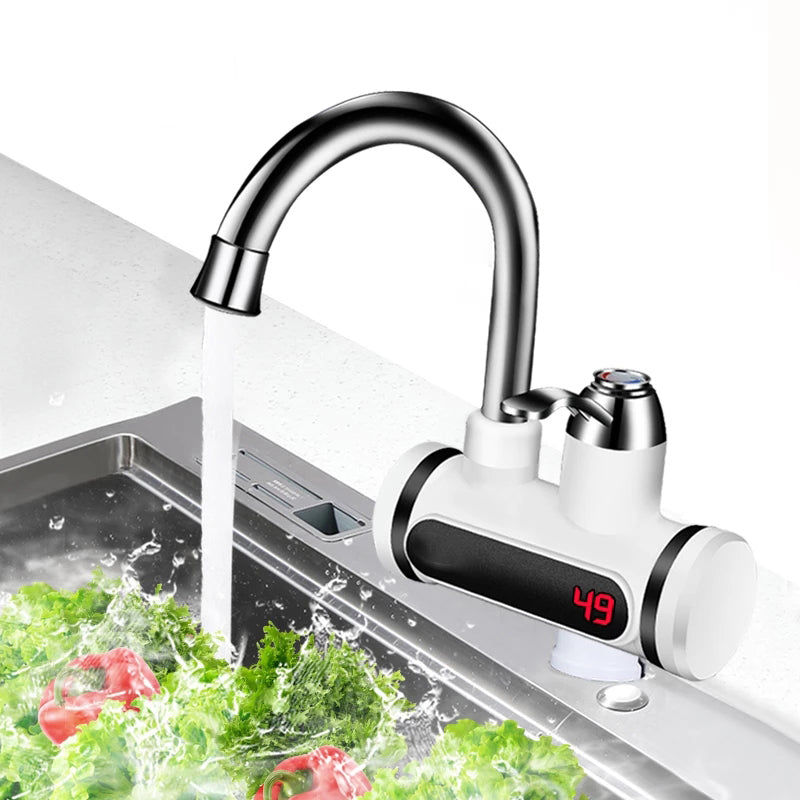 Instant Electric Hot Water Faucet with LED Temperature Display – Tankless Kitchen Tap Heater for Hot & Cold Water