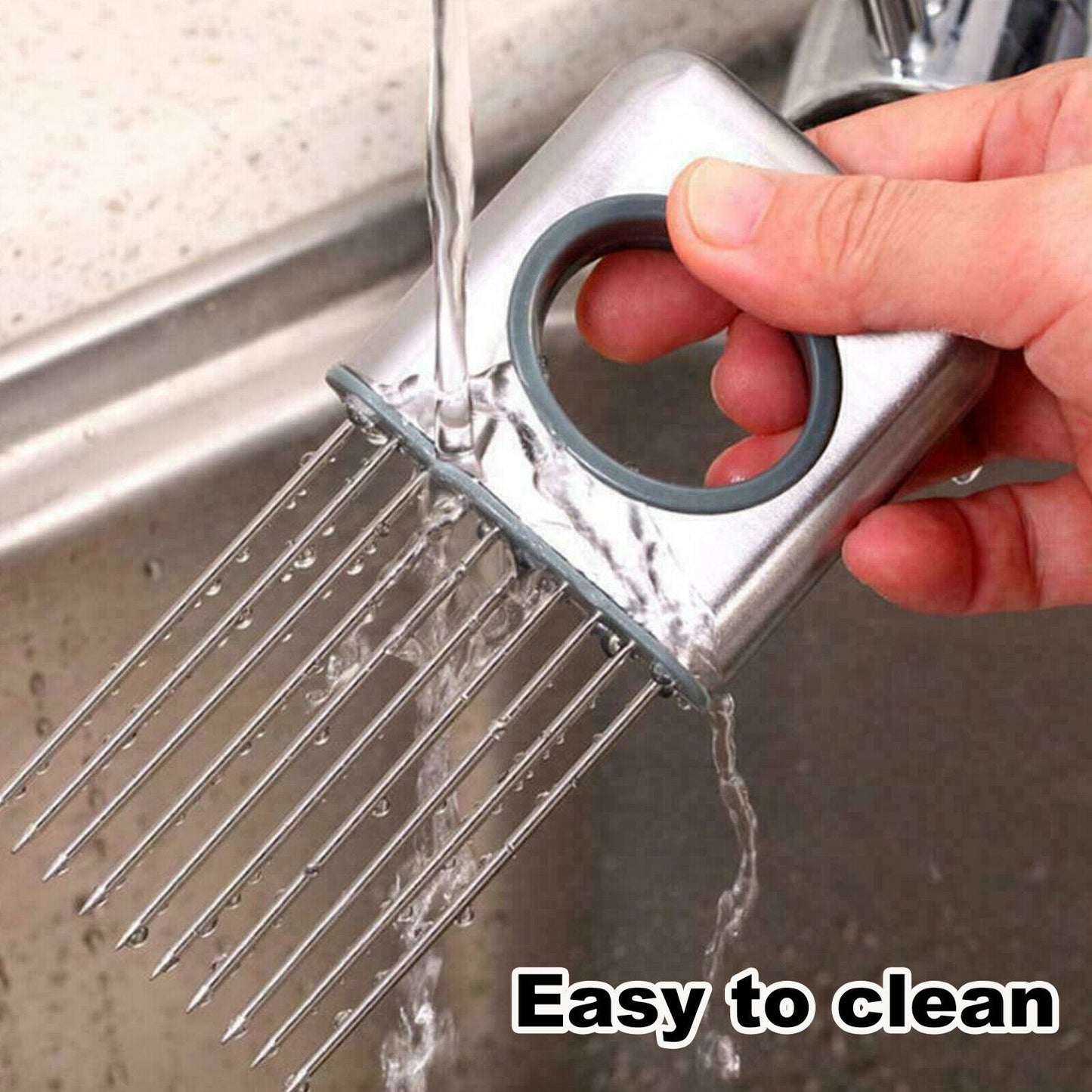 Stainless Steel Onion Holder & Slicing Aid – Vegetable Slicer Safety Cutter