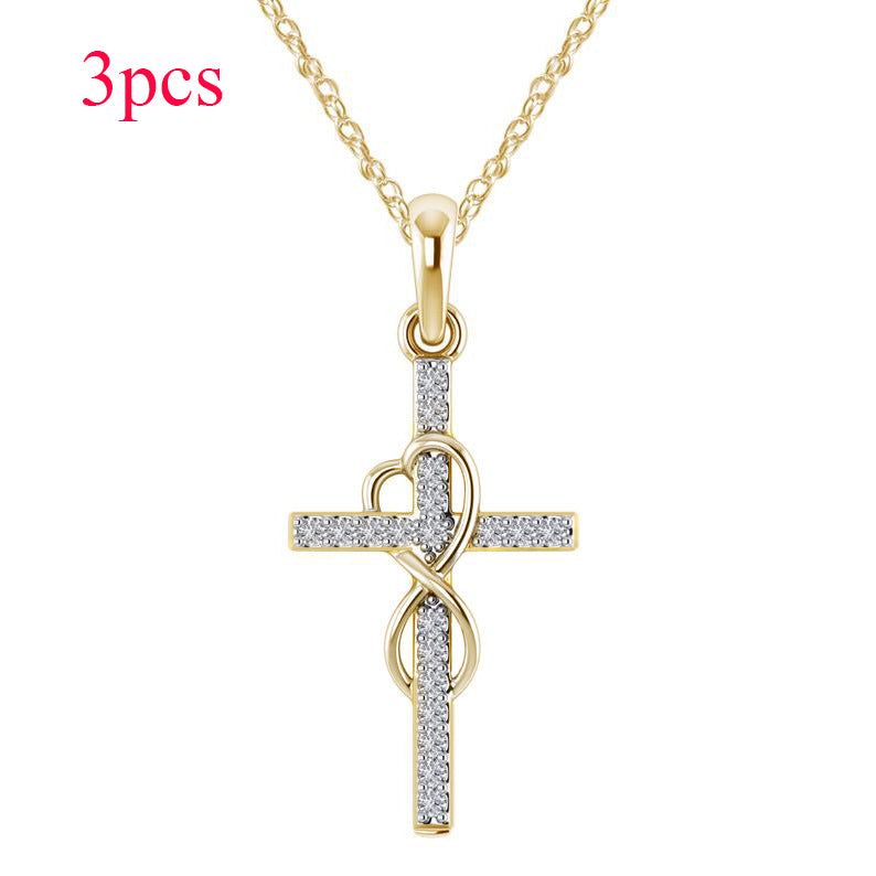 Alloy Cross Pendant Necklace – Electroplated Unisex Chain Accessory