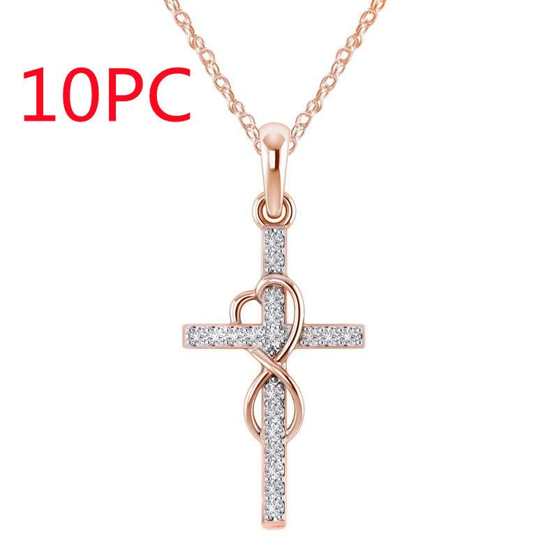 Alloy Cross Pendant Necklace – Electroplated Unisex Chain Accessory