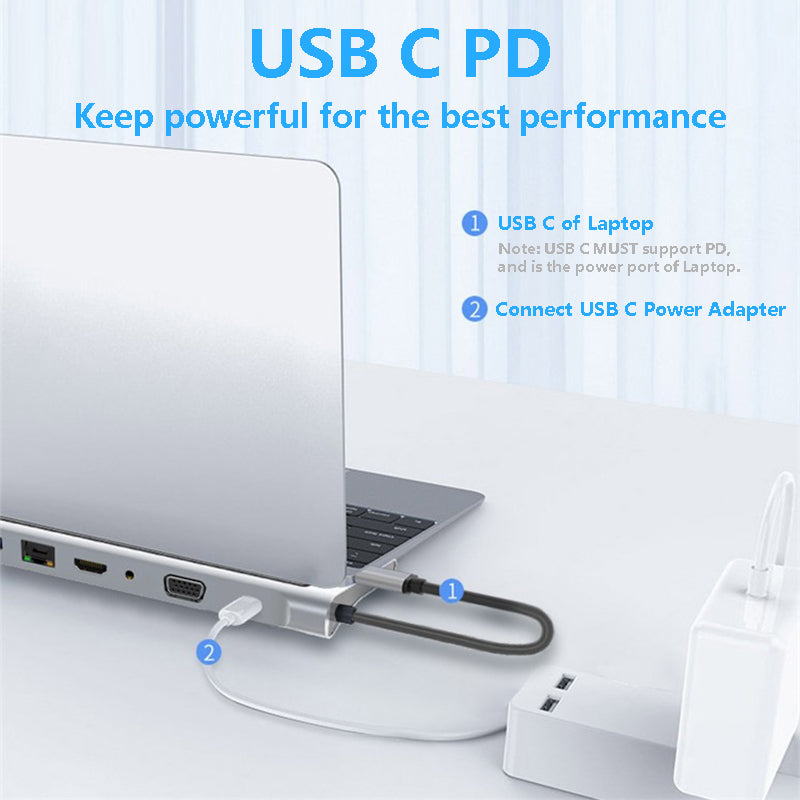 11-in-1 Laptop Hub Expansion Dock with USB 3.0, HDMI & SD Card Reader