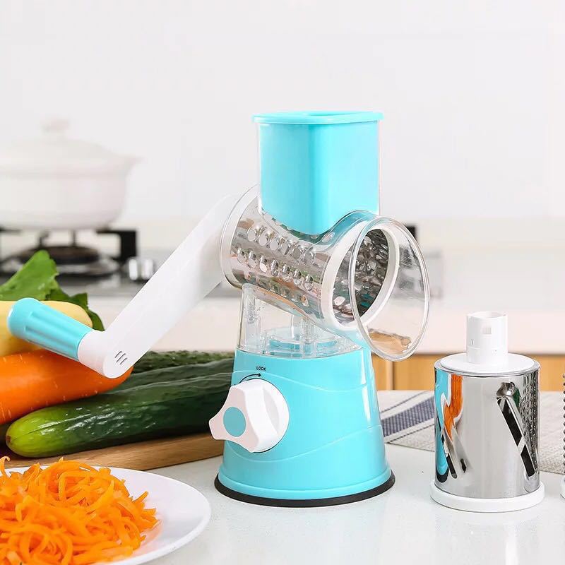 Hand Drum Rotary Grater – Manual Vegetable & Cheese Slicer with Safe Crank Design