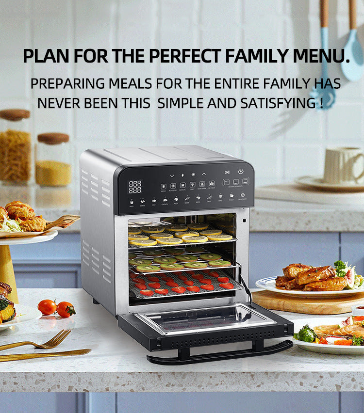 Stainless Steel Double Heating Air Fryer Oven – Multifunction Electric Countertop Oven with Dual Heating Elements & Oil-Free Cooking