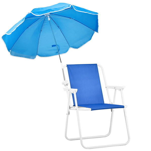 Folding Beach Camping Chair with Umbrella – Iron Frame & Oxford Seat Outdoor Chair