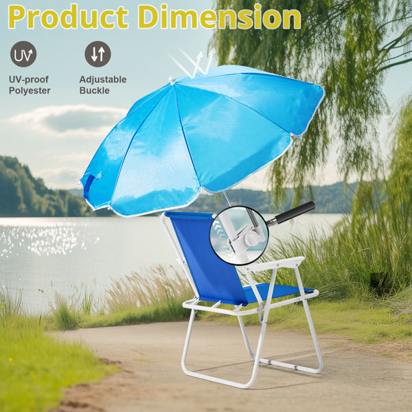 Folding Beach Camping Chair with Umbrella – Iron Frame & Oxford Seat Outdoor Chair