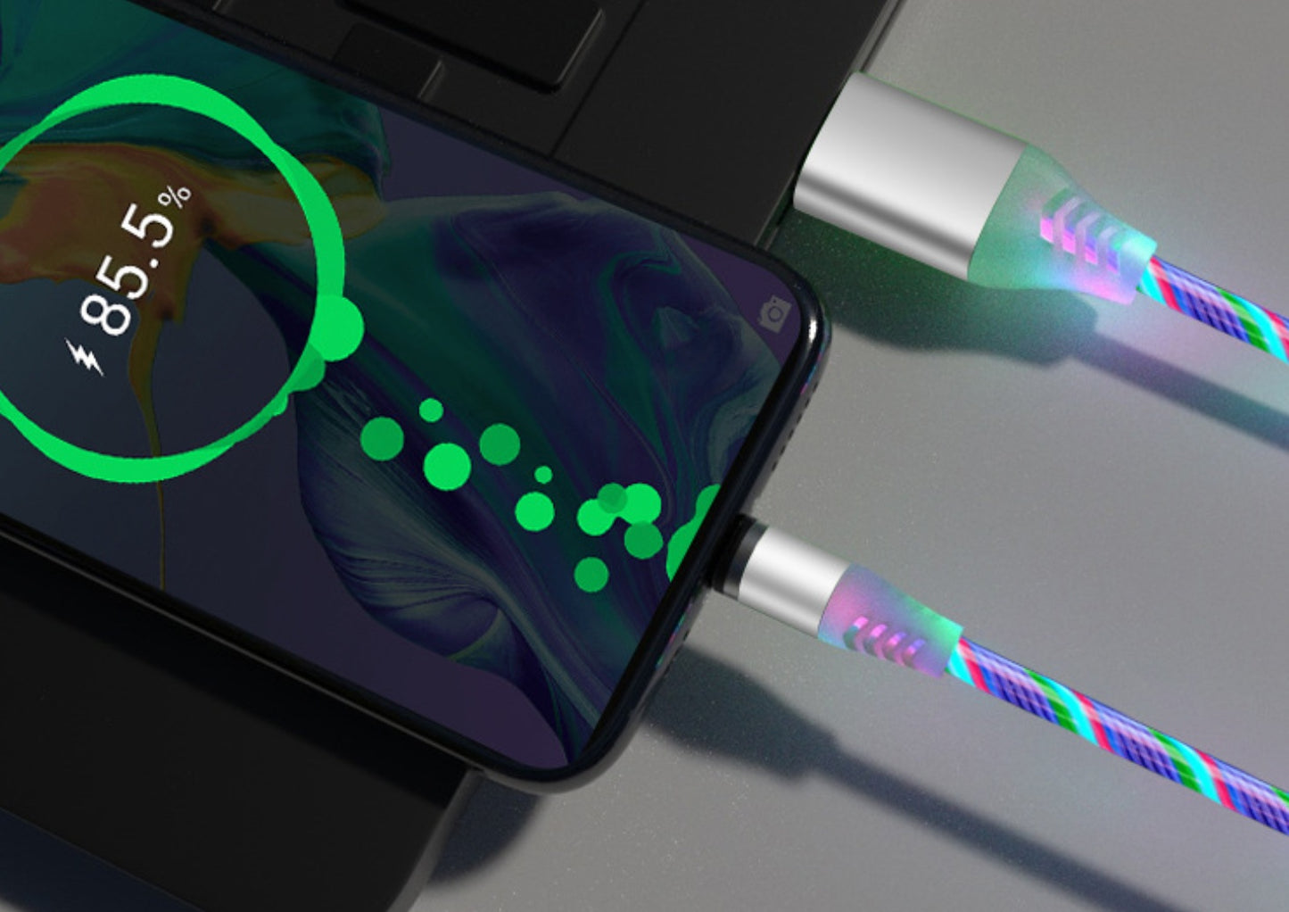 Magnetic LED Flowing Light Charging Cable – Fast Charge Streamer Cable for iPhone, Android & Type-C Devices