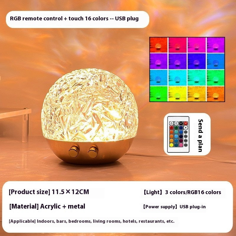 RGB Water Ripple Projector Light – Crystal LED Mood Lamp for Gaming Setup, Desk Aesthetic & Room Transformation