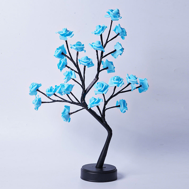 LED Rose Flower Tree Lamp – USB Fairy Light Bonsai Night Light with Adjustable Branches, Romantic Table Lamp for Bedroom, Wedding & Home Decor
